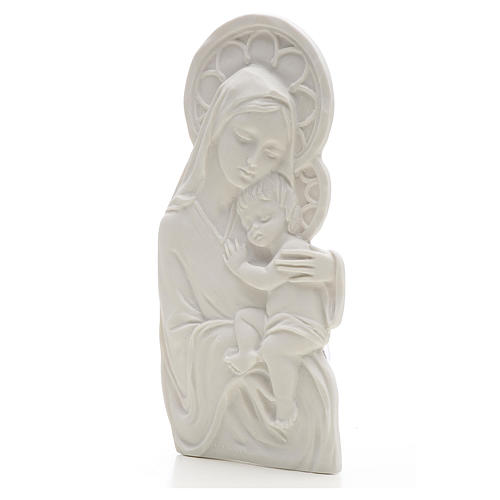 Our Lady with child, 14 cm bas-relief in reconstituted marble 2