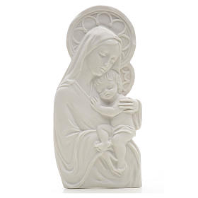 Our Lady with child, 14 cm bas-relief in reconstituted marble