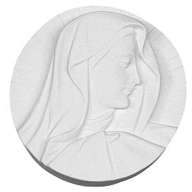 Our Lady's Face round shaped bas-relief in reconstituted marble 14-19 cm