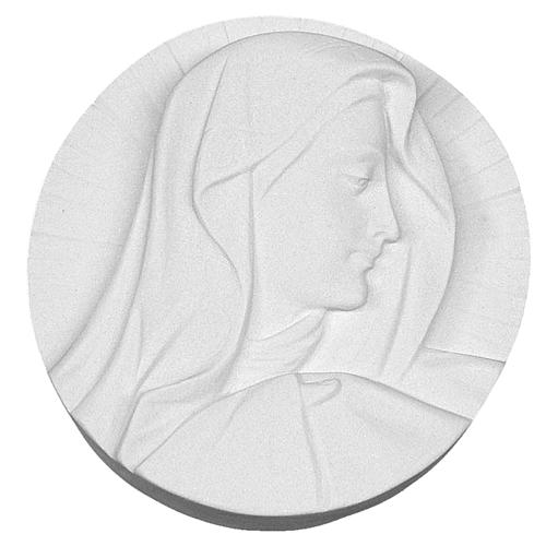 Our Lady's Face round shaped bas-relief in reconstituted marble 14-19 cm 1
