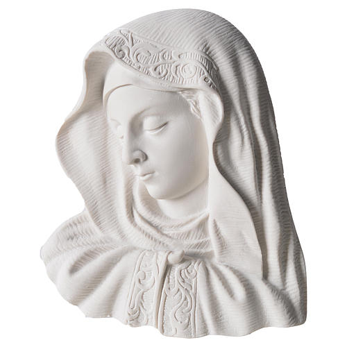 Relief Madonna Gesicht 16 cm Marmorpulver 1