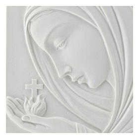 Our Lady with cross, 22 cm bas-relief in reconstituted marble
