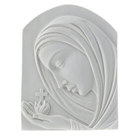 Nossa Senhora com cruz 22 cm relevo mármore sintético