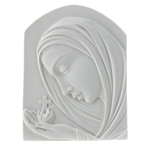 Nossa Senhora com cruz 22 cm relevo mármore sintético 1