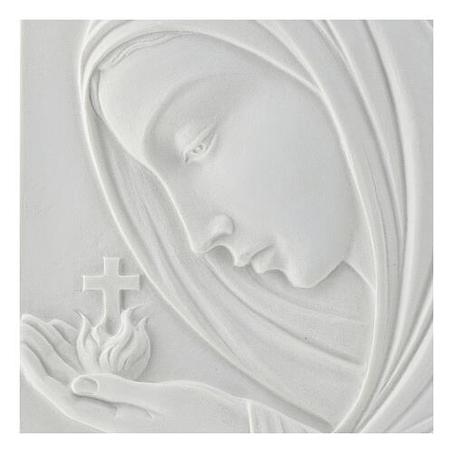 Nossa Senhora com cruz 22 cm relevo mármore sintético 2