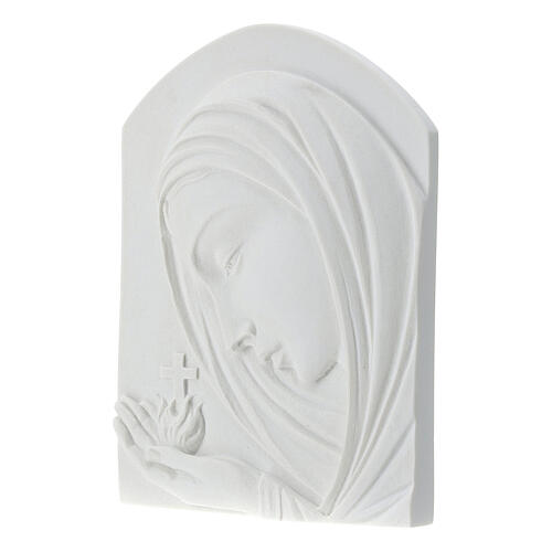 Nossa Senhora com cruz 22 cm relevo mármore sintético 3