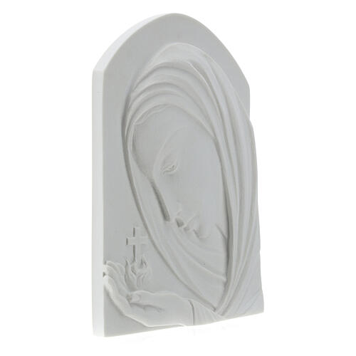 Nossa Senhora com cruz 22 cm relevo mármore sintético 4