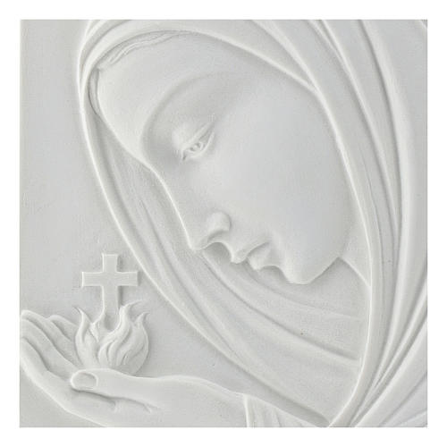 Our Lady with cross, 22 cm bas-relief in reconstituted marble 2