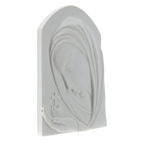 Our Lady with cross, 22 cm bas-relief in reconstituted marble 4