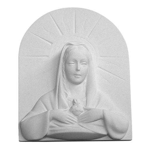 Immaculate Heart of Mary bas-relief in reconstituted marble 1