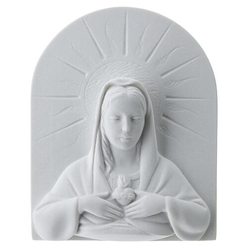 Coeur Immaculé 11 cm bas relief marbre reconstitué 1