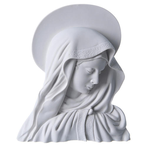 Virgen con la aureola de 28 cm en relieve mármol blanco 1