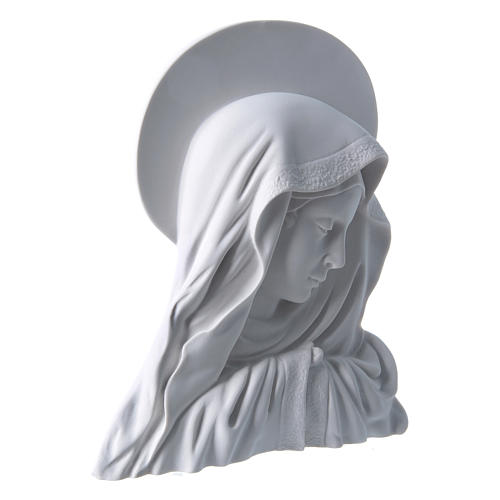 Virgen con la aureola de 28 cm en relieve mármol blanco 2