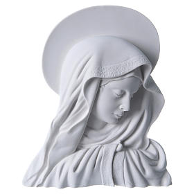 Applique Vierge avec auréole 28 cm marbre blanc