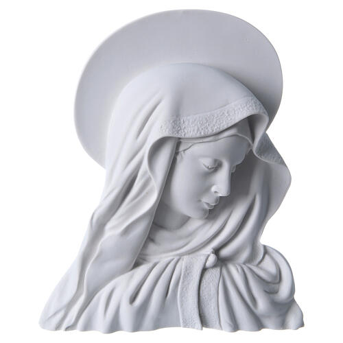 Madonna del dito com auréola 28 cm relevo mármore 1