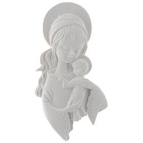 Our Lady with child bas-relief, 15 cm, reconstituted marble