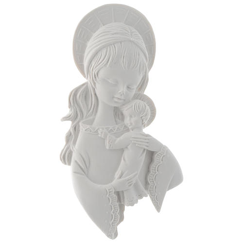 Our Lady with child bas-relief, 15 cm, reconstituted marble 1