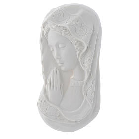 Our lady joined hands, reconstituted marble bas-relief, 11 cm