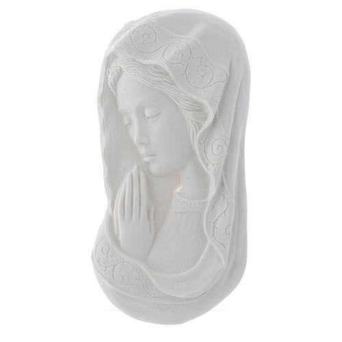 Our lady joined hands, reconstituted marble bas-relief, 11 cm 1