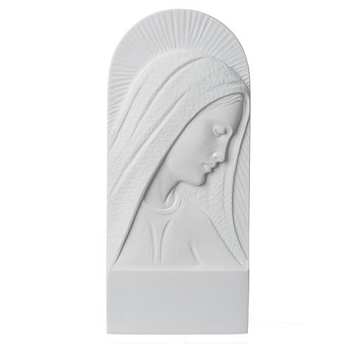 Volto di Maria 11 cm rilievo marmo bianco 1