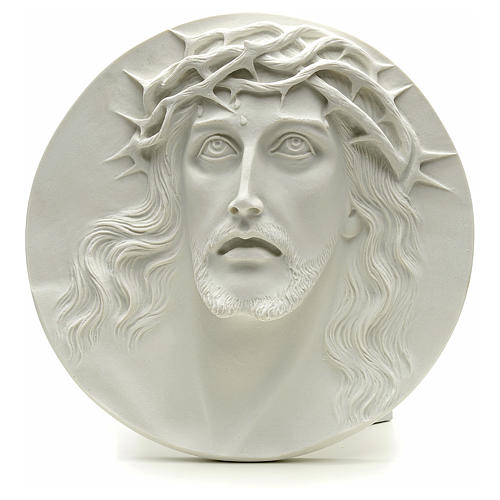 Ecce Homo, bas-relief in reconstituted marble, round shaped 15-20-30 cm 1