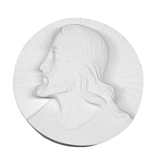 Rosto de Jesus relevo redondo mármore sintético 14-19 cm 1