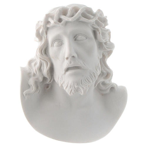 Christus Gesicht 10 cm Marmorpulver Relief weiß 1