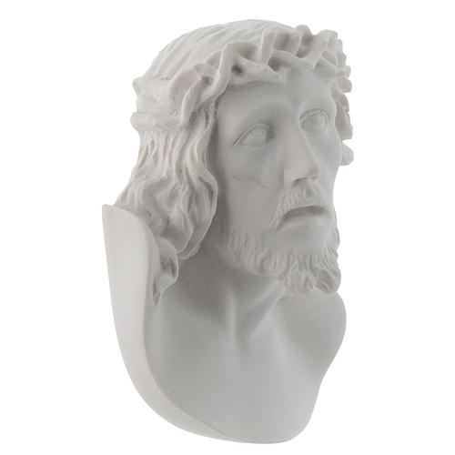 Christ's face, 10 cm bas-relief in reconstituted carrara marble 2