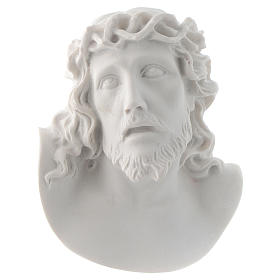 Christ's face, 10 cm bas-relief in reconstituted carrara marble