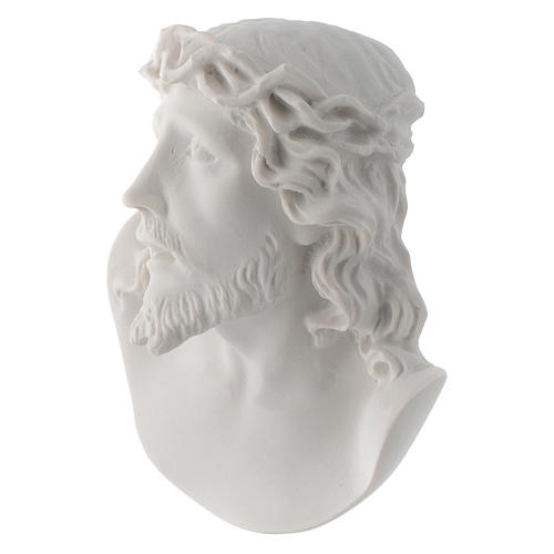 Christ's face, 10 cm bas-relief in reconstituted carrara marble 3