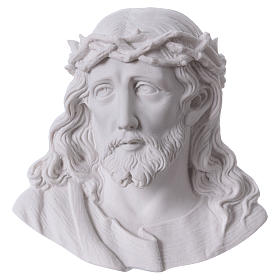 Christ's face bas-relief in reconstituted carrara marble, 14 cm