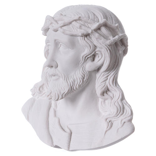 Christ's face bas-relief in reconstituted carrara marble, 14 cm 2