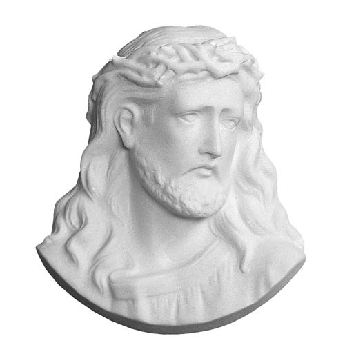 Christ's face bas-relief in reconstituted carrara marble, 10 cm 1