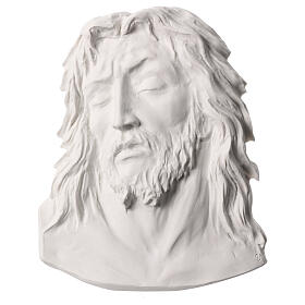 Christ's face, 24 cm bas-relief in reconstituted carrara marble