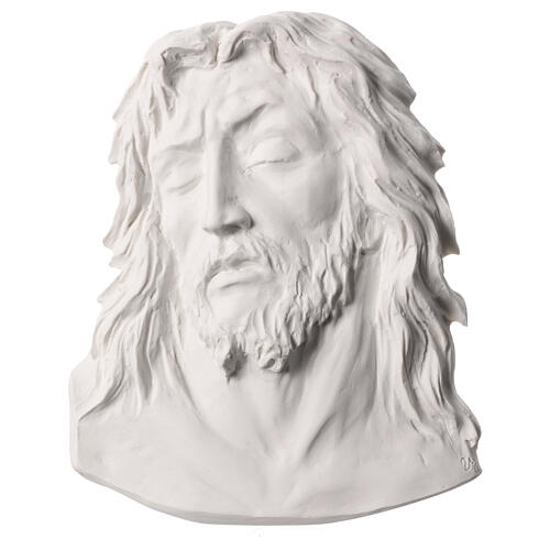 Christ's face, 24 cm bas-relief in reconstituted carrara marble 1