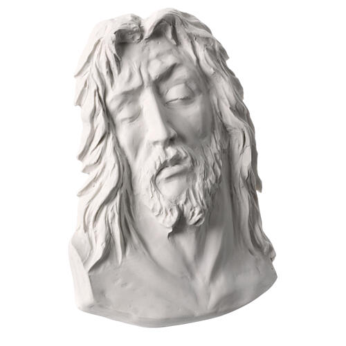 Christ's face, 24 cm bas-relief in reconstituted carrara marble 2