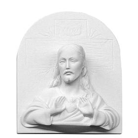 Sacred Heart of Jesus bas-relief in reconstituted marble, 16 cm.