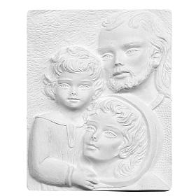 Holy Family, 23 cm bas-relief in reconstituted carrara marble