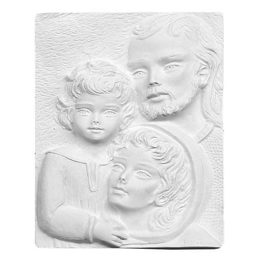 Holy Family, 23 cm bas-relief in reconstituted carrara marble 1