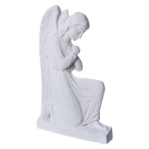 Weiblicher Engel auf den Knien 25 cm Relief weiß 2
