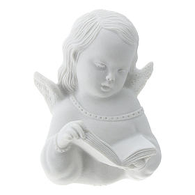Engelchen mit Buch 13 cm Relief weiß