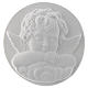 Sleeping Angel round shaped bas-relief in reconstituted marble s1