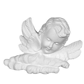 Angel head, recontituted carrara marble bas-relief, 11 cm