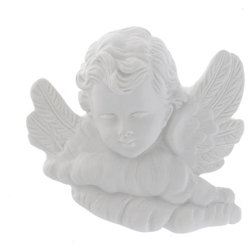 Angel head bas-relief in recontituted carrara marble, 11 cm 1