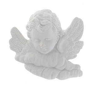Angel head bas-relief in recontituted carrara marble, 11 cm