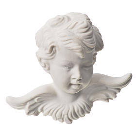 Angel head, 11 cm bas-relief in recontituted carrara marble