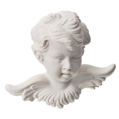 Angel head, 11 cm bas-relief in recontituted carrara marble 1