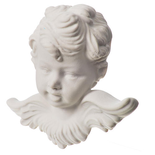 Angel head, 11 cm bas-relief in recontituted carrara marble 2