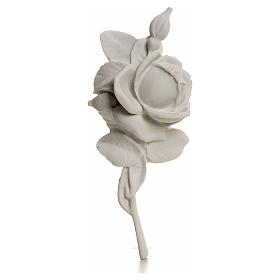 Rose bas-relief decoration in reconstituted marble, 18 cm