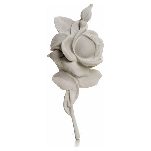 Rose bas-relief decoration in reconstituted marble, 18 cm 1